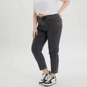 Women's high waist denim jeans in soft washed cotton-polyester blend