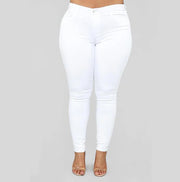Women's plus size high waist pencil jeans in white