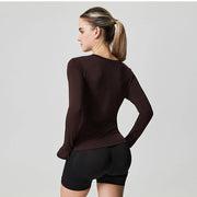 Seamless yoga top with smooth second-skin feel