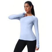 Seamless knit workout top with smooth chafe-free feel
