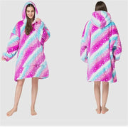 White acid-wash wearable blanket hoodie with generous relaxed cut