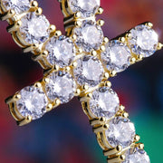Iced Out Cross Pendant on a classic rope chain