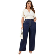 Dark blue high-waist jeans in soft polyester cotton denim blend