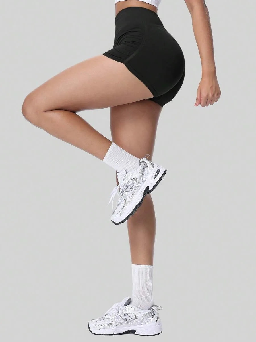Womens Seamless Fitted High Waist Yoga Shorts Scrunch Butt Lifting 3''- Medium Waisted Booty Workout Volleyball  Shorts