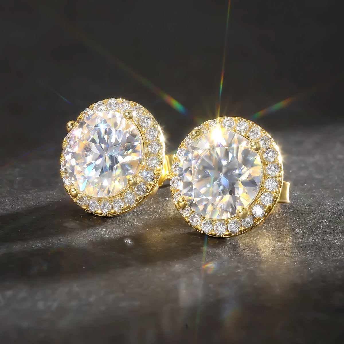 1CT Moissanite Halo Stud Earrings, 925 Silver, GRA Certified