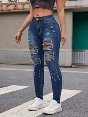 Plus size high-rise skinny jeans with slim pencil silhouette