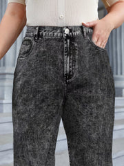 Maanga stretchy poly-cotton mom jeans in light black bleach wash