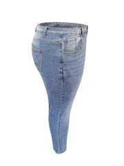 Light Grey Skinny Stretch Denim Pants with pencil-style ankle-length cut