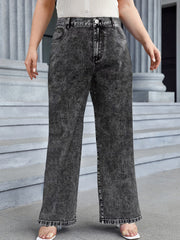 Maanga plus size high-waist mom jeans in light black stretch denim