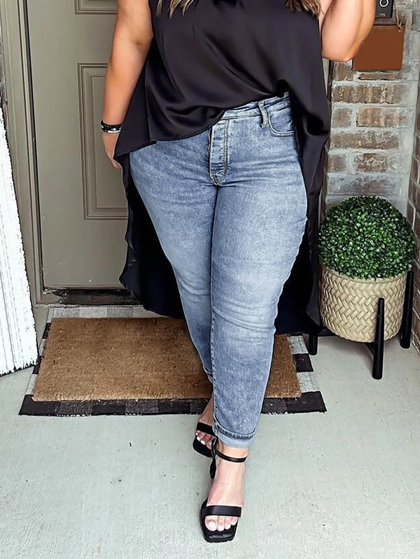 Light Grey Stretch Denim Skinny Jeans