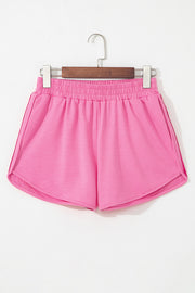 Color block stripe active shorts in medium-stretch fabric
