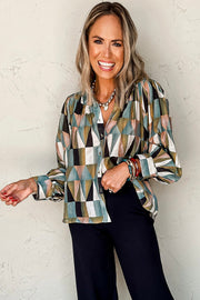 Viscose blend balloon sleeve shirt with relaxed shift-style cut