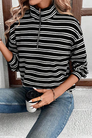 Black stripe textured top with flattering shift silhouette