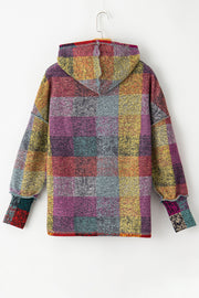 Long sleeve oversized plaid hoodie in cozy fleece