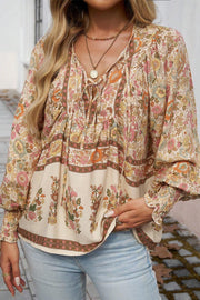 Bohemian floral blouse in relaxed shift silhouette