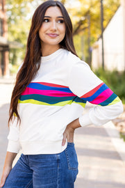 Long Sleeve T-Shirt with playful color block stripes for daily wear