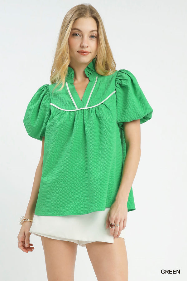 Textured Puff Sleeve Blouse