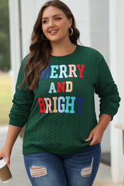 Merry and Bright cable knit pullover with textured knit and round neckline