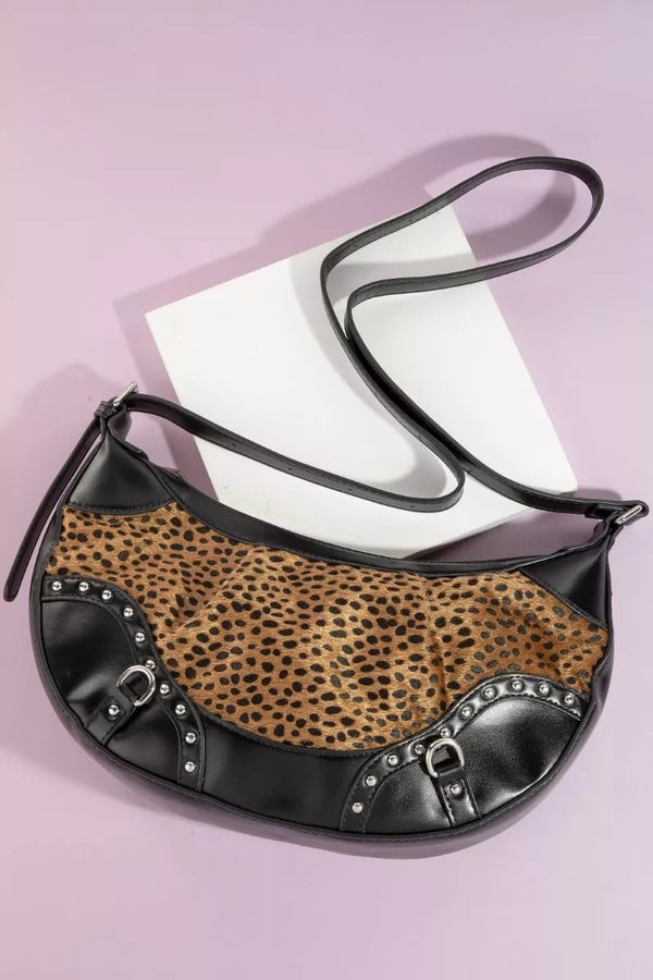 Leopard Print Half Moon Shoulder Bag