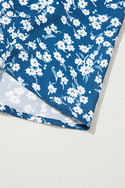 Blue floral blouse in soft 100% polyester fabric
