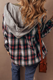 Plaid shirt-jacket hybrid with drawstring hood for everyday warmth
