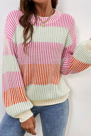 Bubble sleeve knit sweater in relaxed shift fit