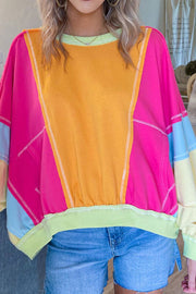 Oversized relaxed shift sweatshirt with long sleeves and exposed seams