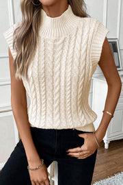 Sweater vest with ribbed trim and high neck for added warmth