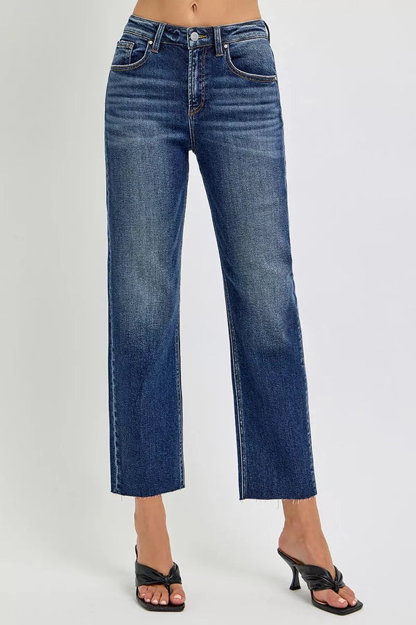 Barrel Jeans — RISEN High Rise Slim Barrel Jeans in Dark Wash