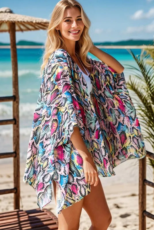 Snake Print Plus Size Open Cardigan