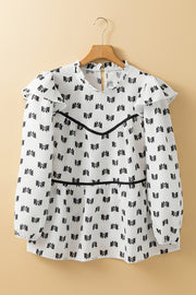 White Bow Knot Blouse in relaxed shift silhouette