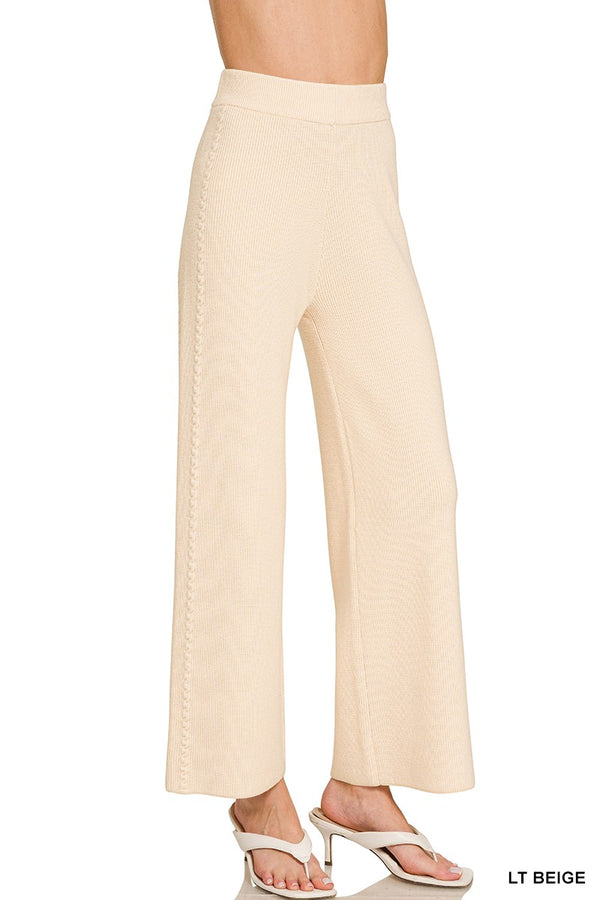 Womens Knit Sweater Pants — Soft Wide-Leg Viscose