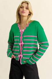 Soft 100% cotton knit cardigan with long sleeves for easy layering