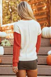 Relaxed shift silhouette colorblock sweater with drop shoulders