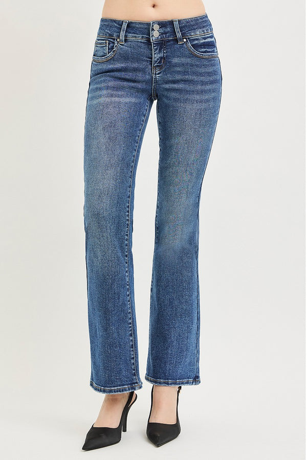RISEN Bootcut Jeans — Low Rise Tummy Control Denim