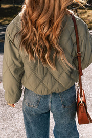 Teddy Collar Quilted Puffer Jacket showing padded quilted design