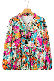 Southern belle style floral bubble sleeve blouse for everyday wear