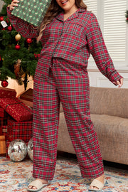 Red plaid plus size lounge set for relaxed days at home