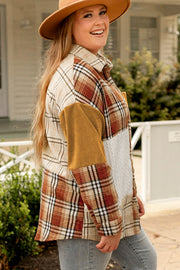Plaid shacket with long sleeves and relaxed shift fit