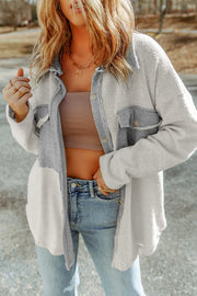 Black shacket with shirt collar and roomy shift silhouette