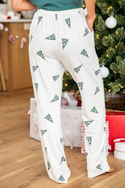 Matching printed lounge pants with stretchy waist and roomy leg fit