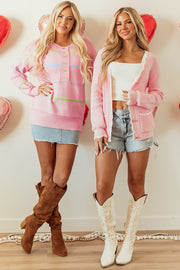Casual daily wear rainbow stripe knit sweater, oversized fit