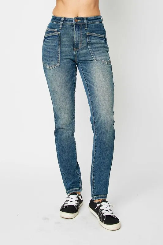 Judy Blue High Waist Skinny Jeans — Full Size Dark Wash
