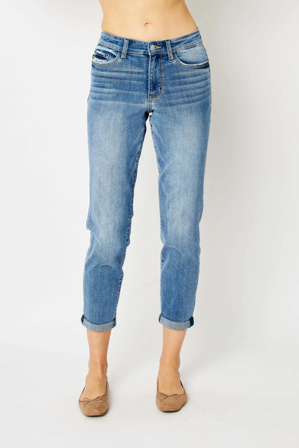 Judy Blue Jeans — Cuffed Hem Slim Fit Stretch Denim