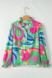 Ruffle sleeve blouse in relaxed shift silhouette