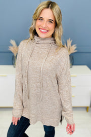 Long sleeve apricot top with modern side split hem