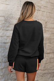 Black two piece casual set with relaxed-fit top