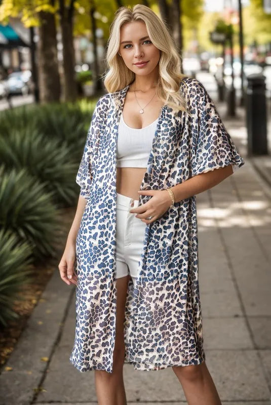 Leopard Print Plus Size Open Front Cardigan
