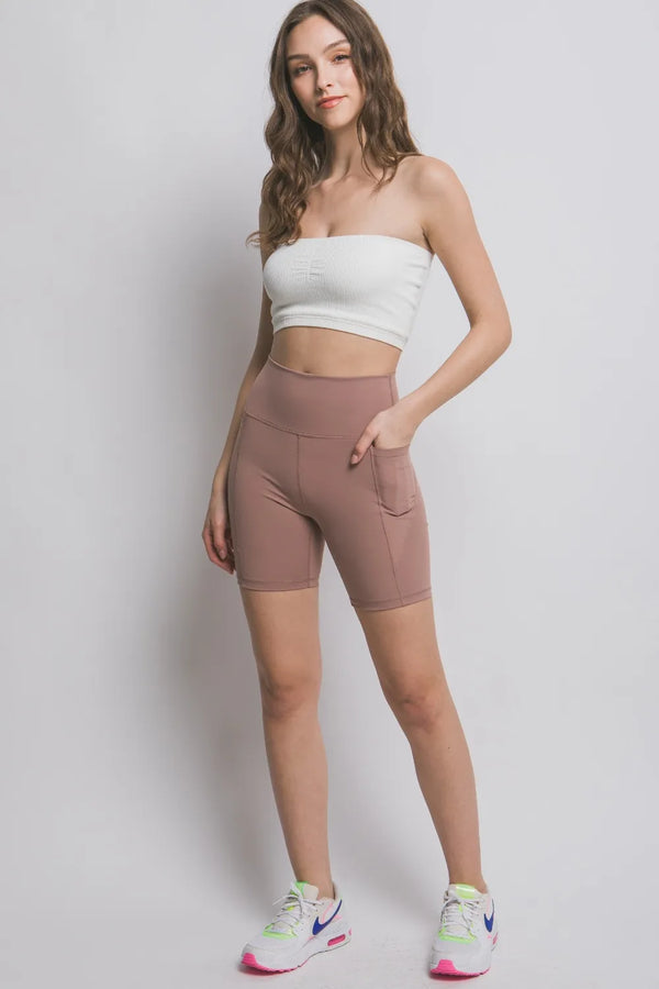 High Waist Seam Detail Gym Shorts