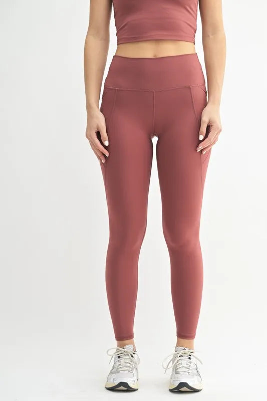 High Waisted Leggings — MONO B Venice Cloud Light Sculpt (Red Pear)